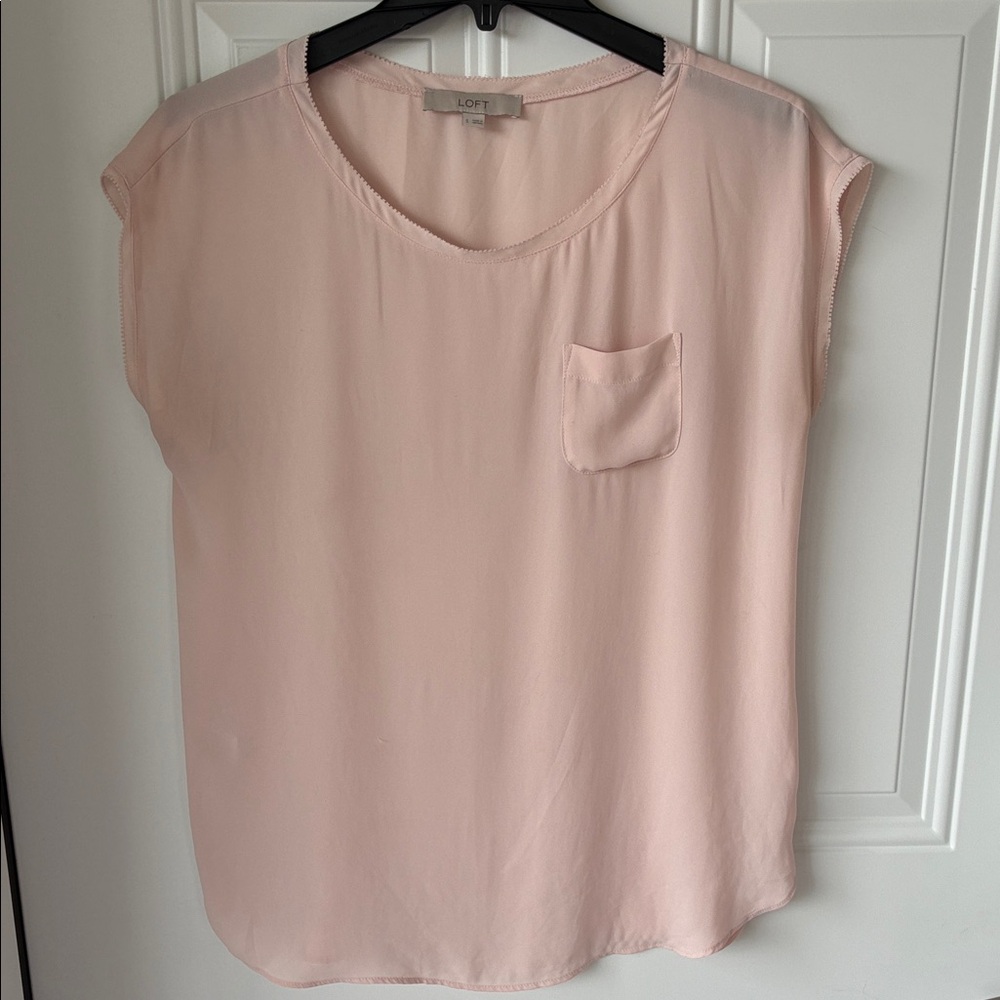 LOFT Blush Pink Cap-Sleeve Pocket Blouse